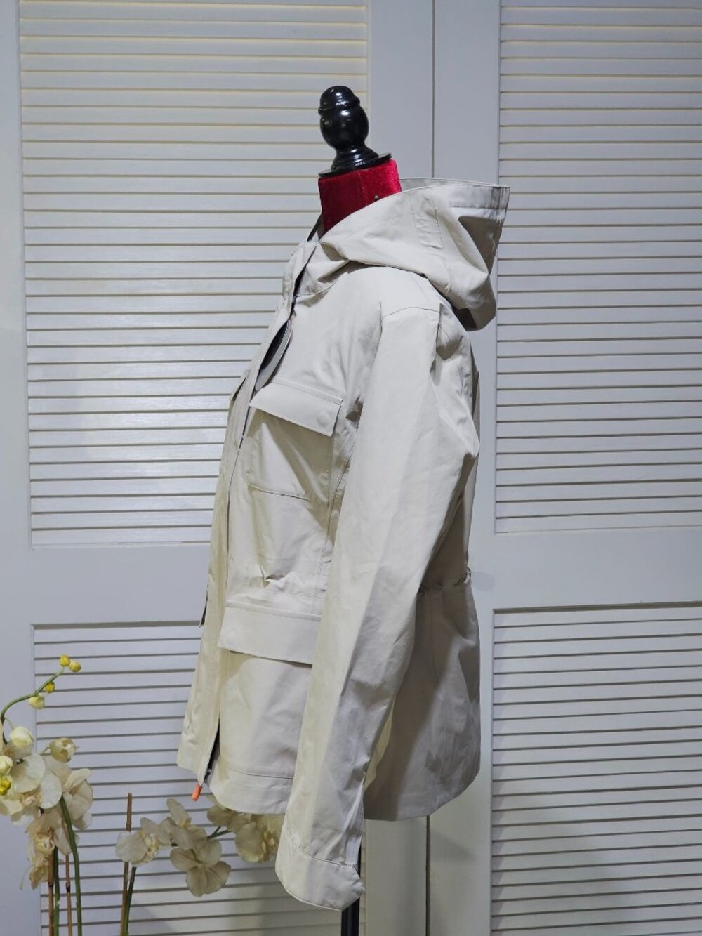 NWT Save The Duck Women's Beige Pro-Tech Waterproof Hooded Jacket Size 4 2616 - Picture 3 of 13
